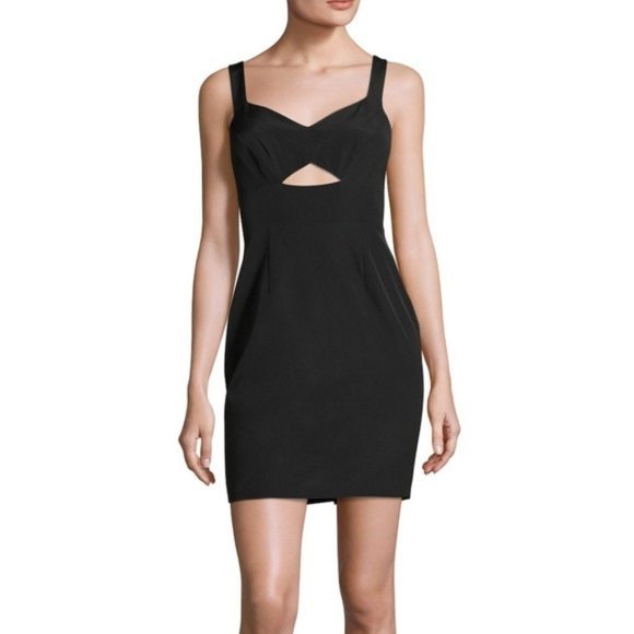 YUMI KIM Cut Loose Sheath Mini Dress with Front Keyhole Cutout in Black XS - Picture 1 of 5
